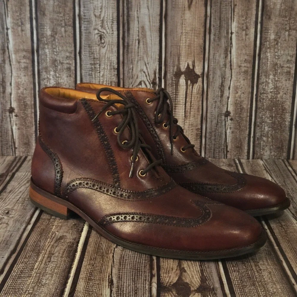 Sz 9.5 M Mens Cole Haan Williams Brown Leather Wingtip Chukka Boots VGUC